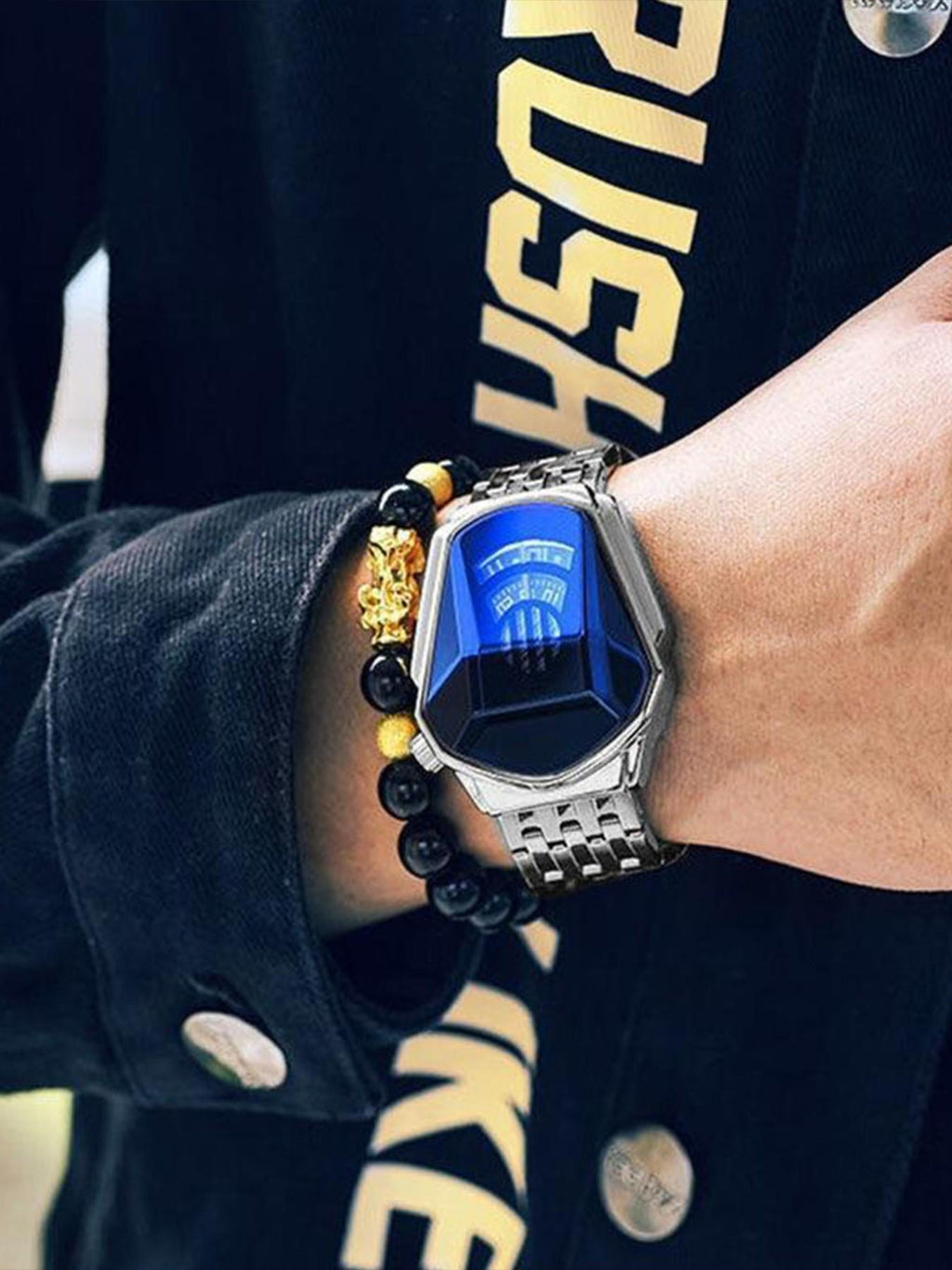 Men’s Rotary Steel Band Watch Set with Bead Bracelet for Stylish Gifts