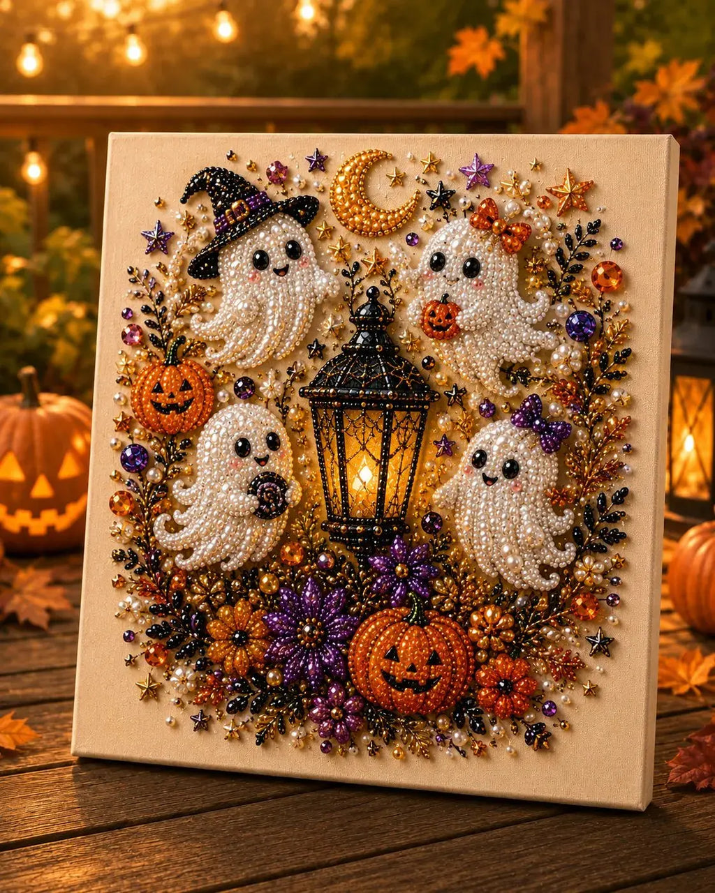 Halloween Ghost Pearl Art DIY Kit for Spooky Fall Home Decor