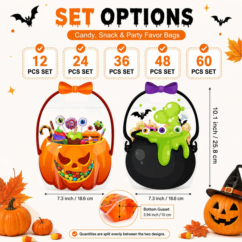 Halloween Treat Bags Set for Trick or Treat Candy Party Favor Storage