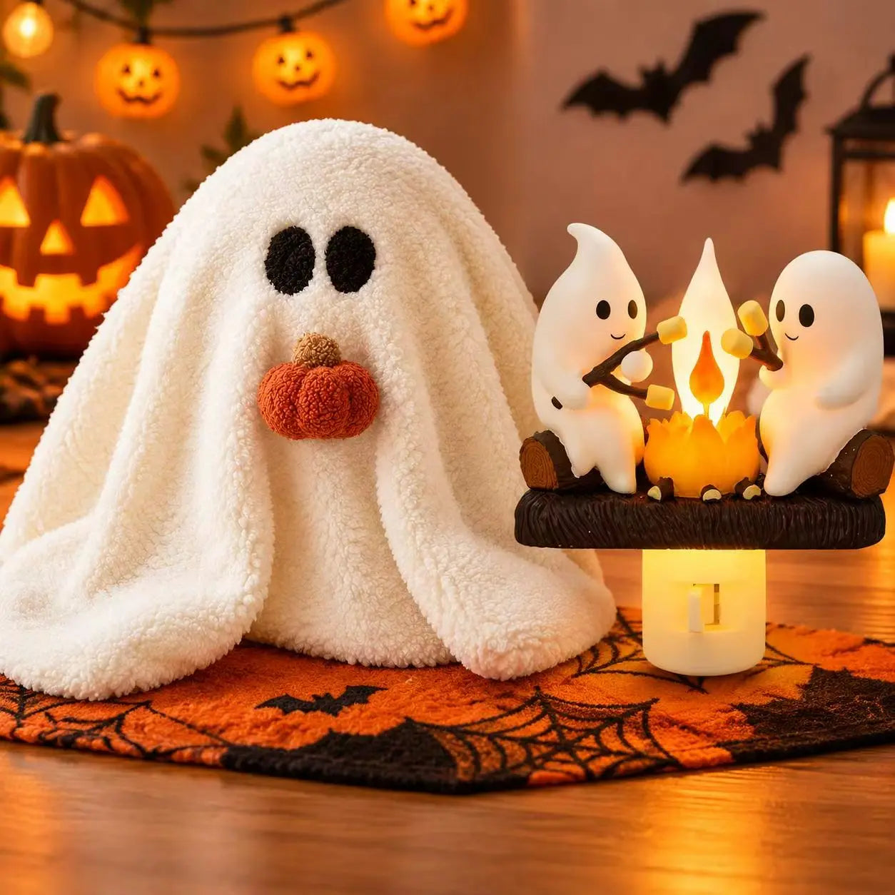 Ghost Campfire Flickering Night Light for Halloween Room Decor