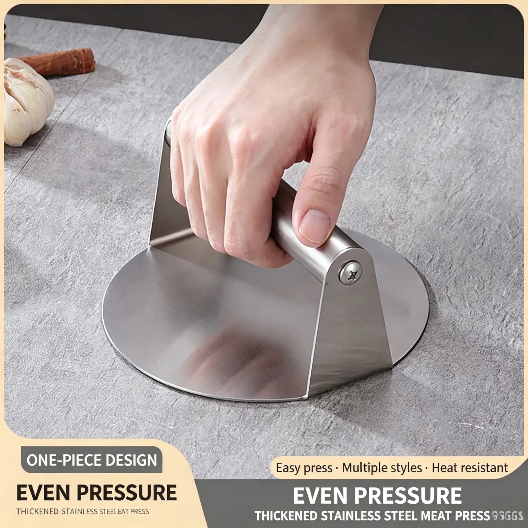 Stainless Steel Smash Burger Press for Flat Top Grill and Easy Cooking