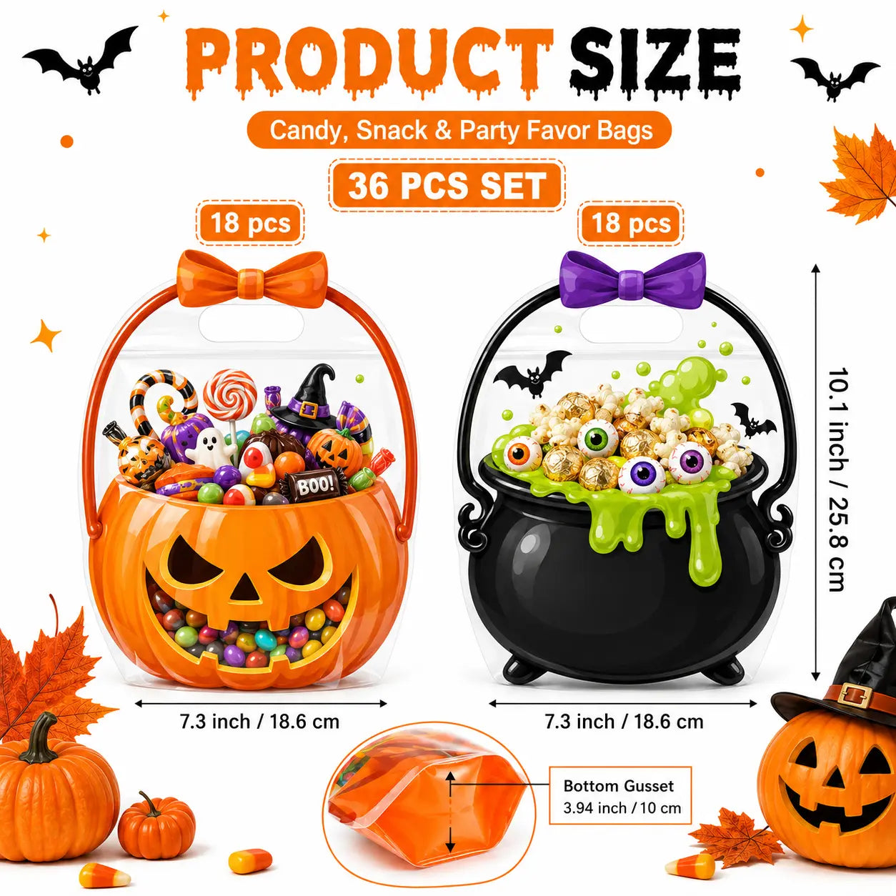 Halloween Treat Bags Set for Trick or Treat Candy Party Favor Storage
