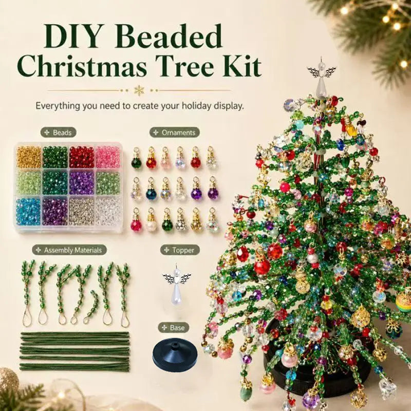 DIY Beaded Christmas Tree Kit for Mini Tabletop Holiday Decor