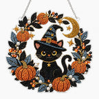 Halloween Cat Pumpkin Diamond Painting Suncatcher Ornament DIY Hanging Decor Kit