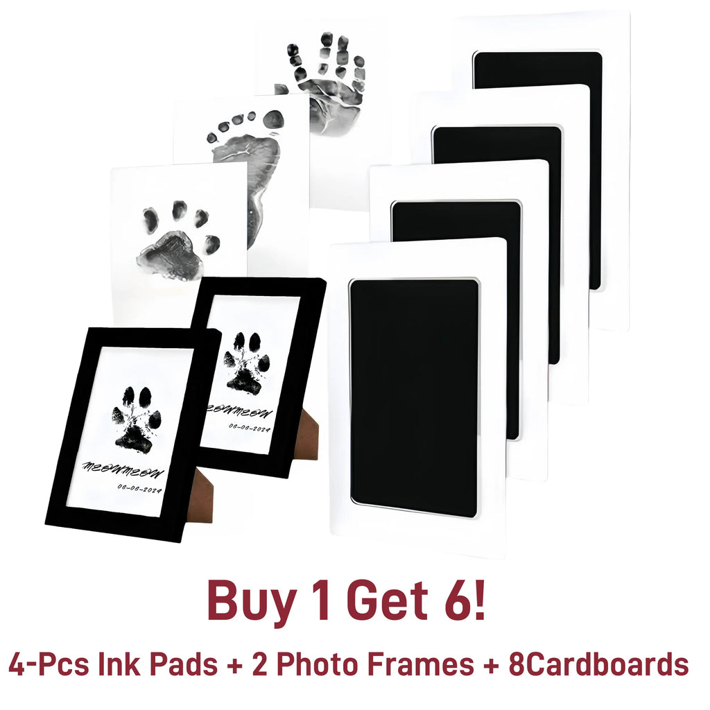 Kit souvenir d'empreintes de pattes d'animaux de compagnie sans salissure avec cadres pour chiens et chats