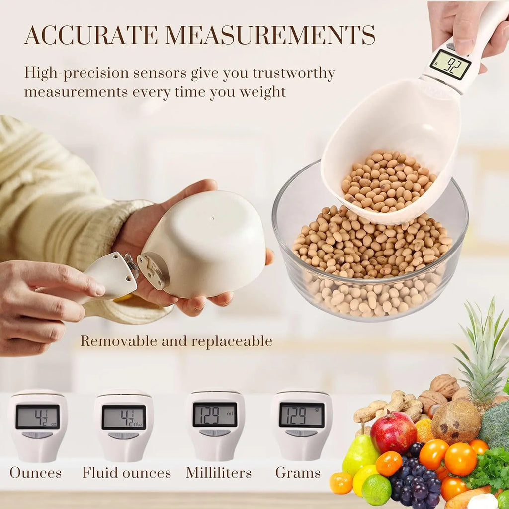 Digital Measuring Scoop Scale for Cooking Baking Pet Food and Kitchen Prep