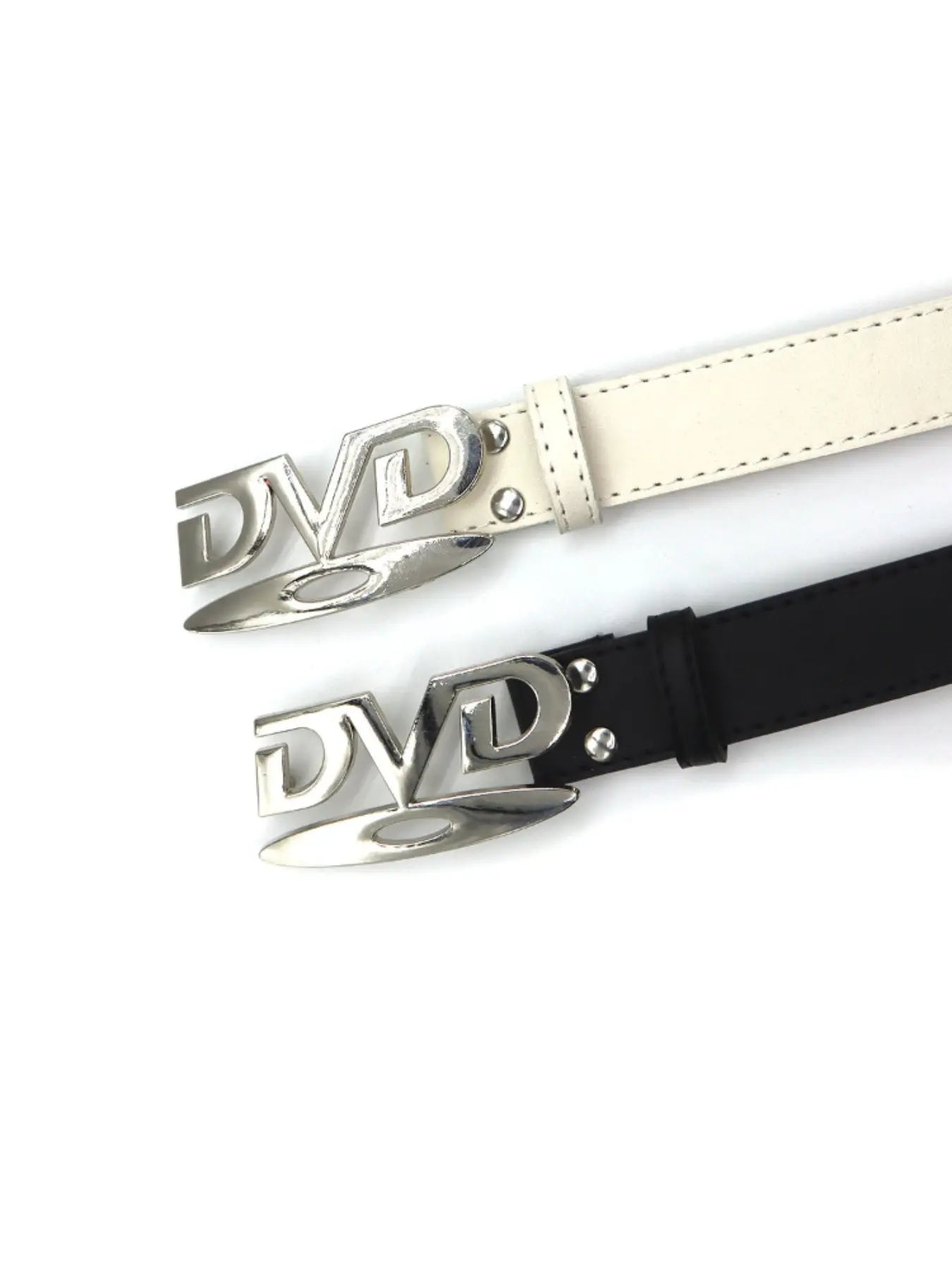 Unisex Y2K Punk Fashion Belt with Retro "DVD" Letter Buckle, Fashion Accessory for Dresses and Jeans, Vintage Solid Buckle for Nightclubs & Hip-Hop Parties