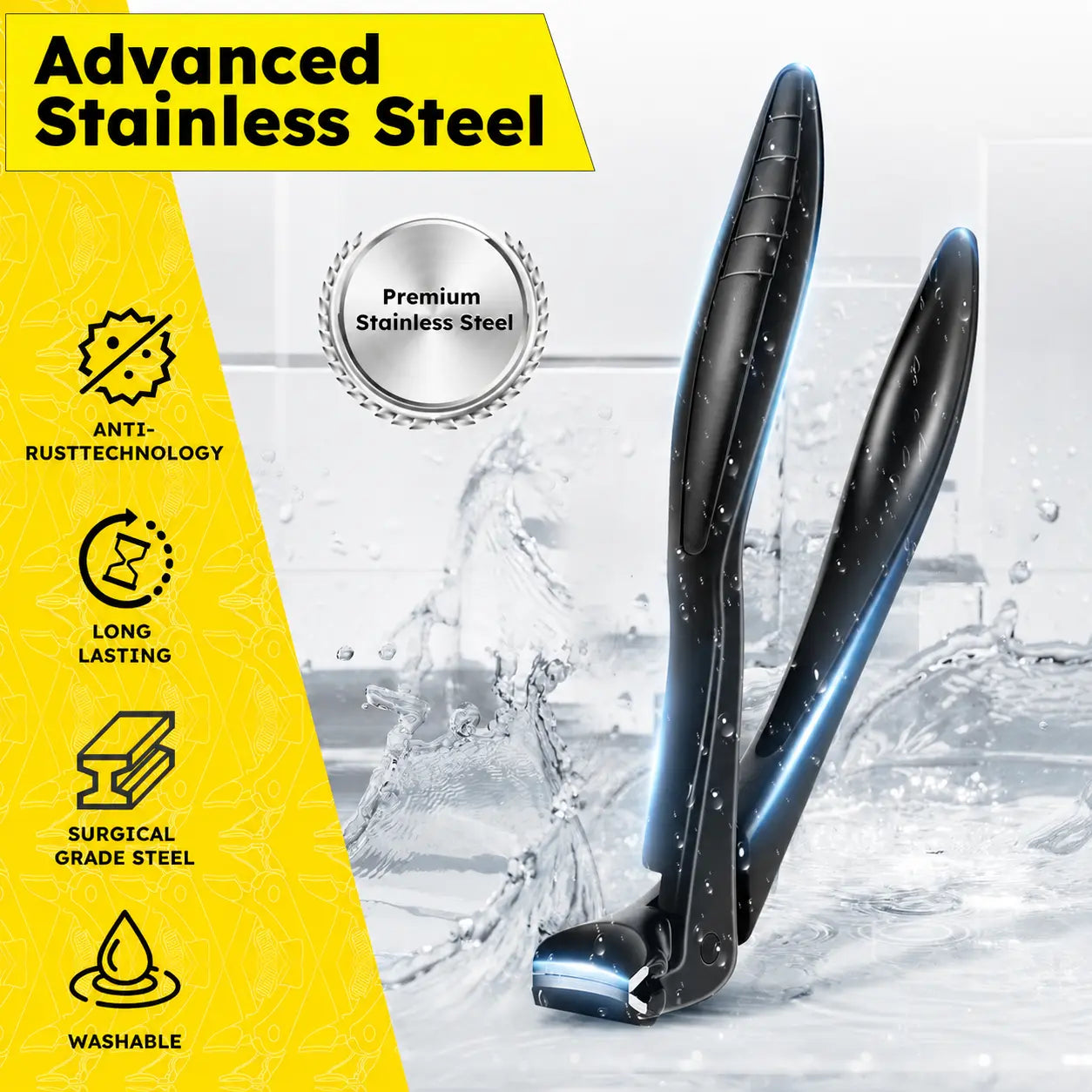 Metal Toenail Clippers for Adults, Long-Handled Curved Head with Catcher, Ultra-Sharp Heavy-Duty for Thick Nails