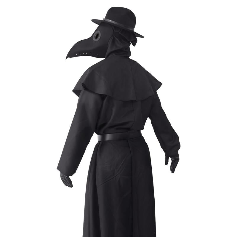 Men’s Plague Doctor Halloween Costume Set with Bird Mask Cloak and Accessories