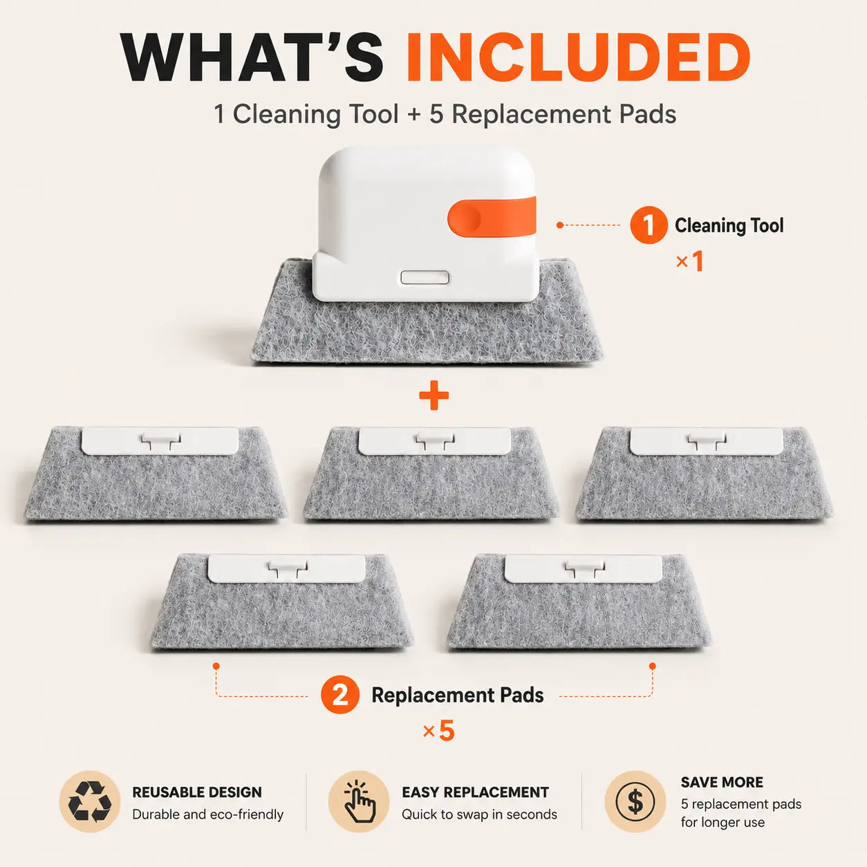 Window Track Cleaner Kit with Scraper and Replacement Pads for Deep Gap Cleaning