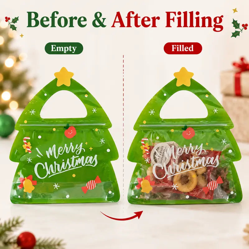 Christmas Tree Candy Bags with Handles for Holiday Treats Party Favors Gifts