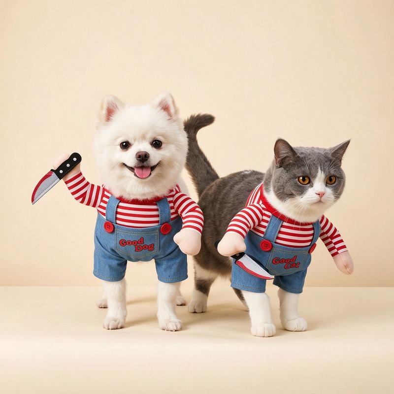 Scary Killer Doll Pet Costume for Small Dogs Cats Halloween Cosplay Parties