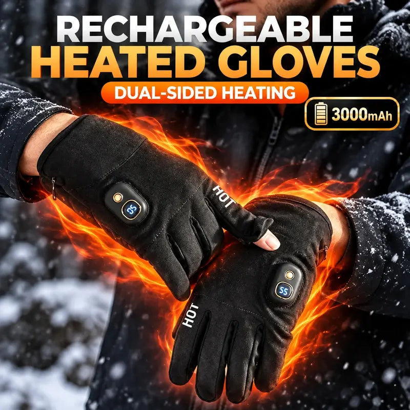 Rechargeable Heated Gloves with Touchscreen Fingertips for Cycling and Cold Weather