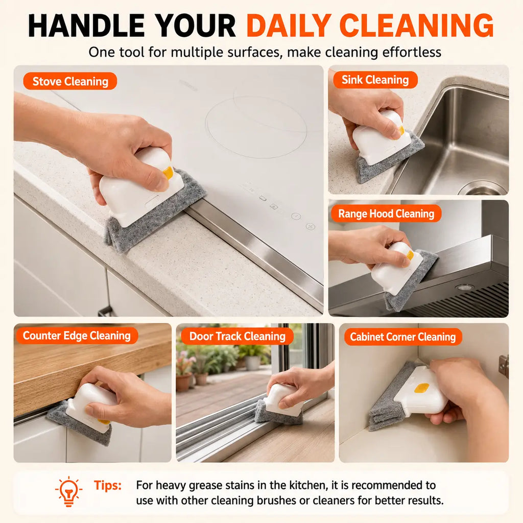 Window Track Cleaner Kit with Scraper and Replacement Pads for Deep Gap Cleaning