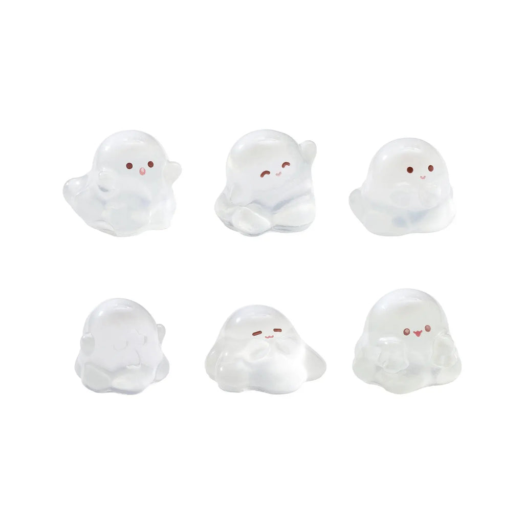 Mini Ghost Figurines Halloween Resin Decor Set for Shelves Fairy Gardens and Parties