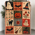 Halloween Patchwork Woven Blanket with Tassels for Sofa Bed Wall Decor