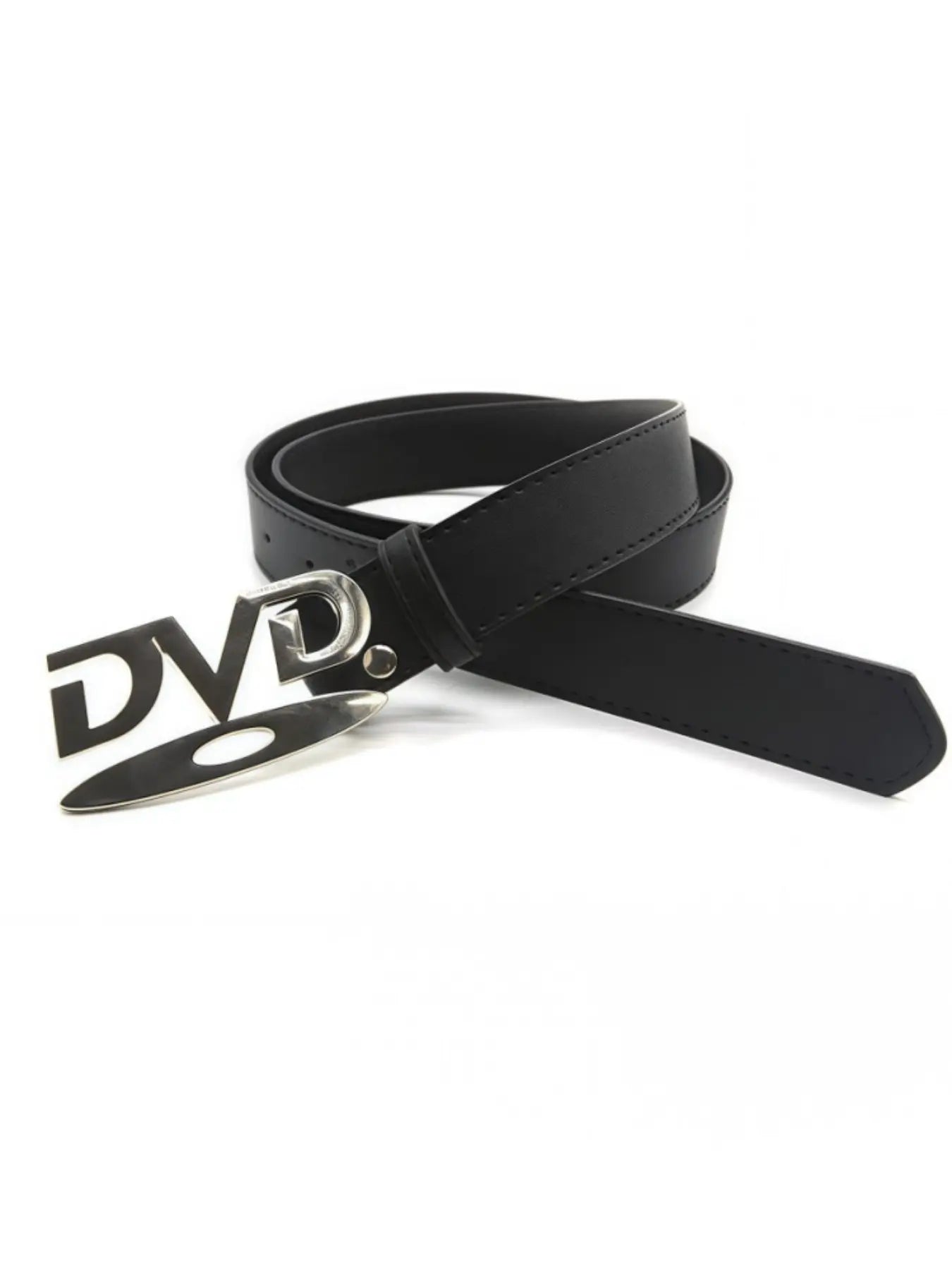 Unisex Y2K Punk Fashion Belt with Retro "DVD" Letter Buckle, Fashion Accessory for Dresses and Jeans, Vintage Solid Buckle for Nightclubs & Hip-Hop Parties