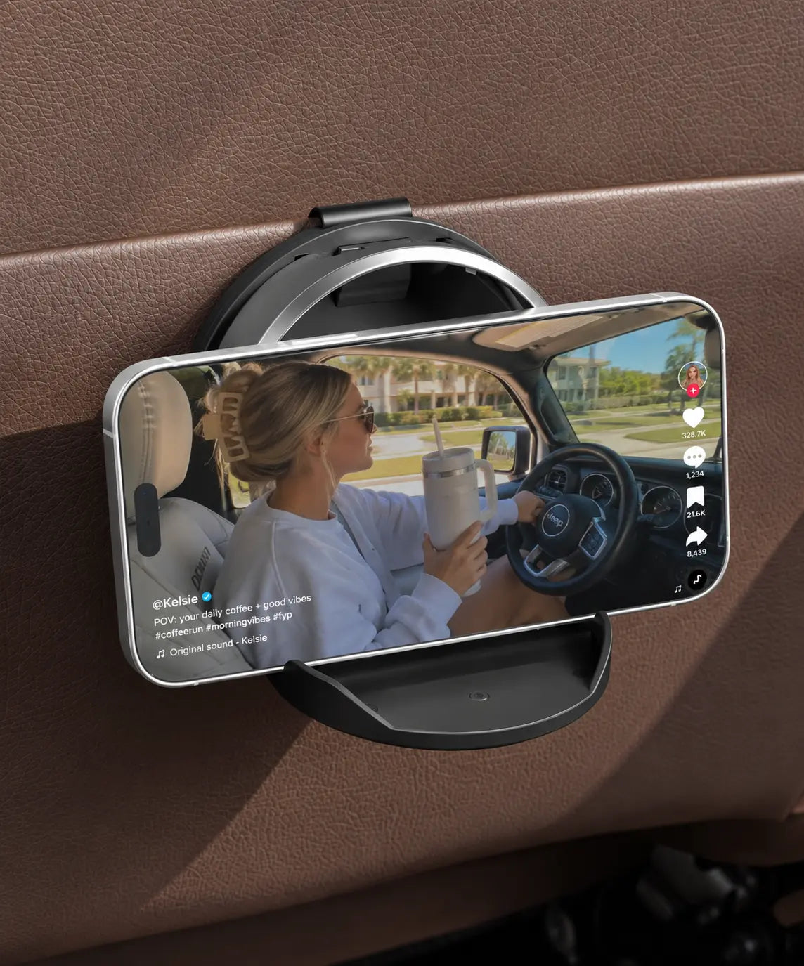 Universal Foldable Car Cup Holder with Hook for Bottles Tumblers and Coffee Cups