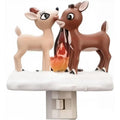 Christmas Elk Campfire Night Light, 120V Plug-in Flickering 3D Festive Decorative Light