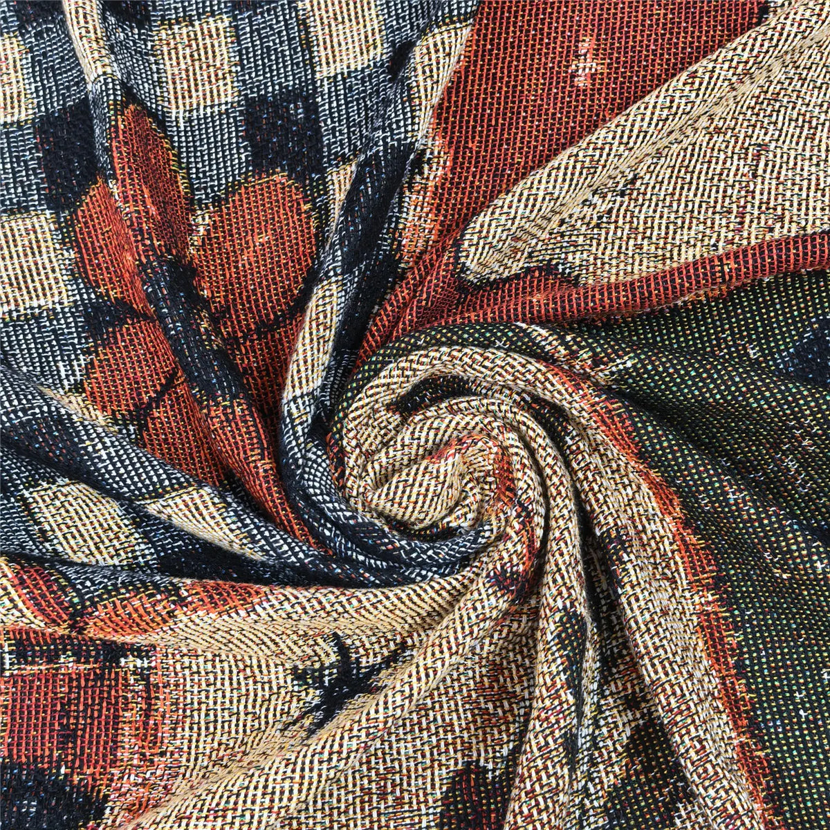 Halloween Patchwork Woven Blanket with Tassels for Sofa Bed Wall Decor