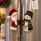 Christmas Santa Snowman Handle Covers for Festive Kitchen and Holiday Home Decor