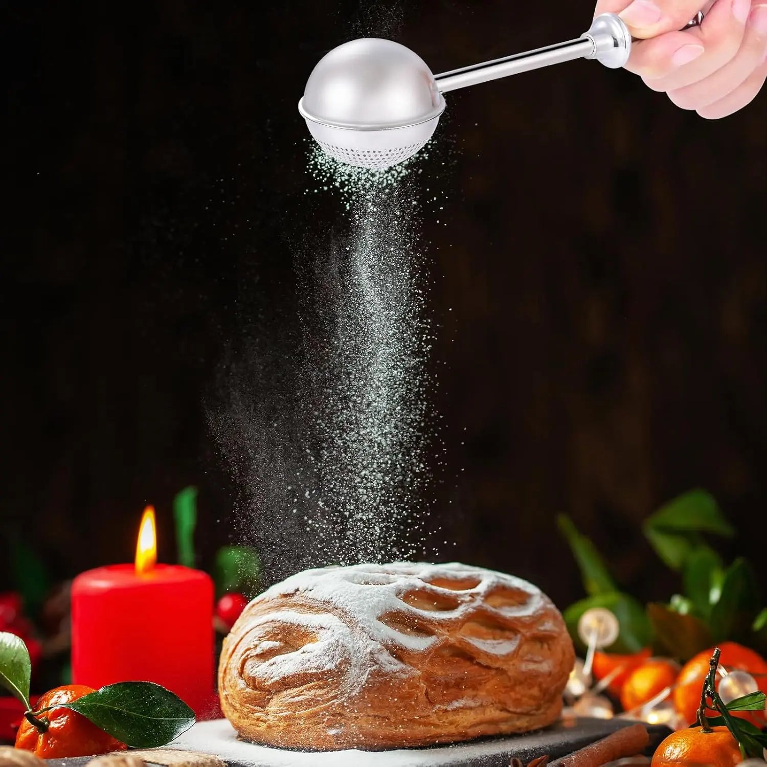 Stainless Steel Flour Duster Tool for Easy Baking and Powdered Sugar Decorating
