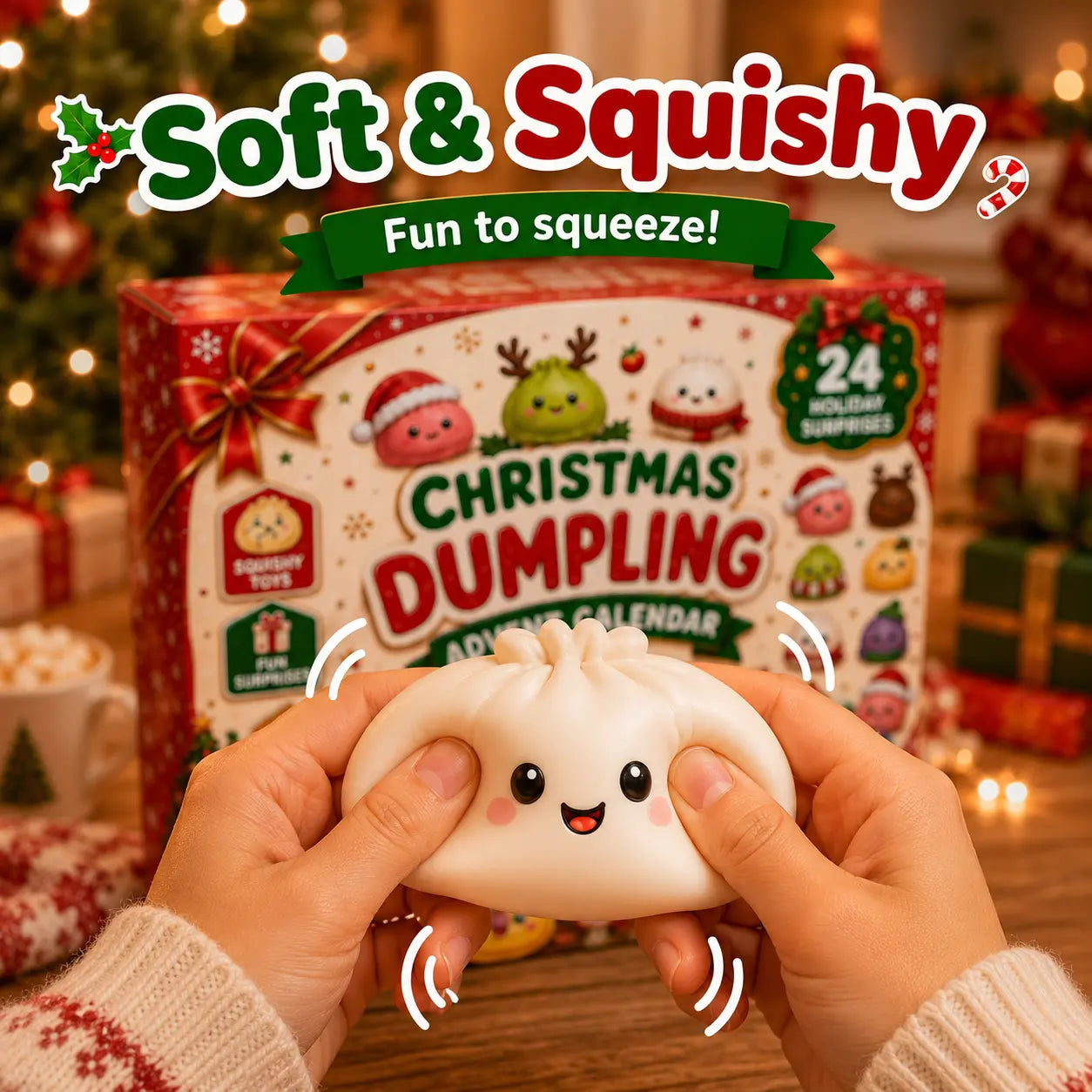 Christmas Dumpling Squishy Advent Calendar 24-Day Holiday Countdown Toy Gift for Kids