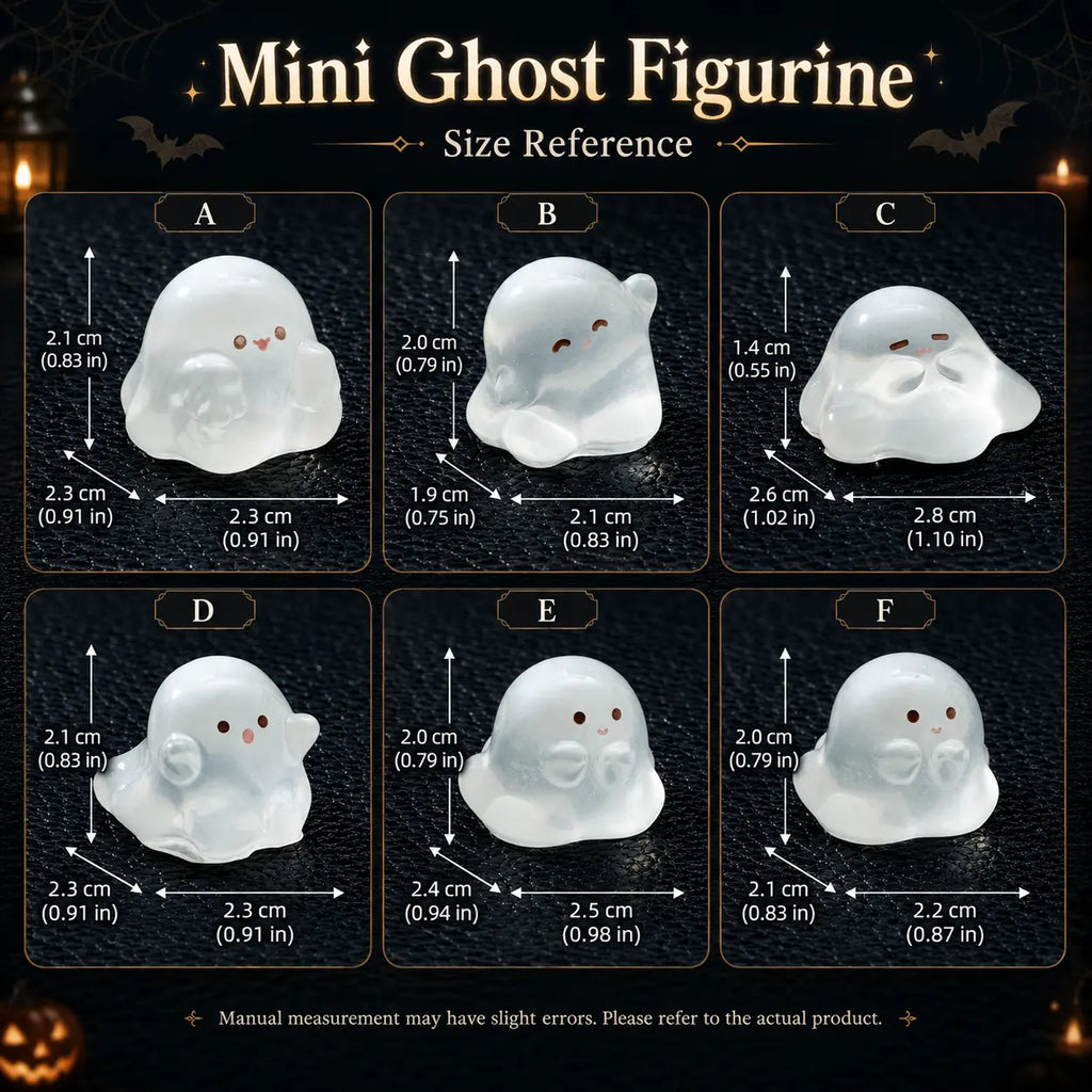 Mini Ghost Figurines Halloween Resin Decor Set for Shelves Fairy Gardens and Parties