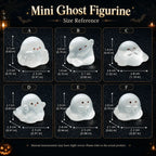 Mini Ghost Figurines Halloween Resin Decor Set for Shelves Fairy Gardens and Parties