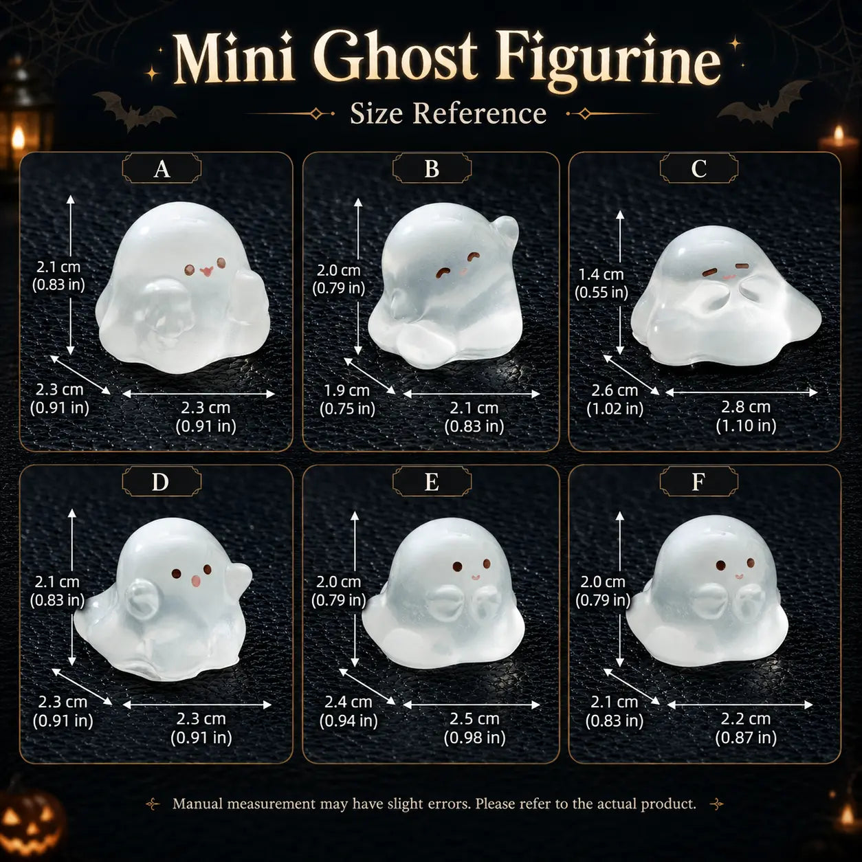Mini Ghost Figurines Halloween Resin Decor Set for Shelves Fairy Gardens and Parties