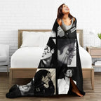 Pop Music Legend Photo Collage Blanket for Retro Fan Room Decor