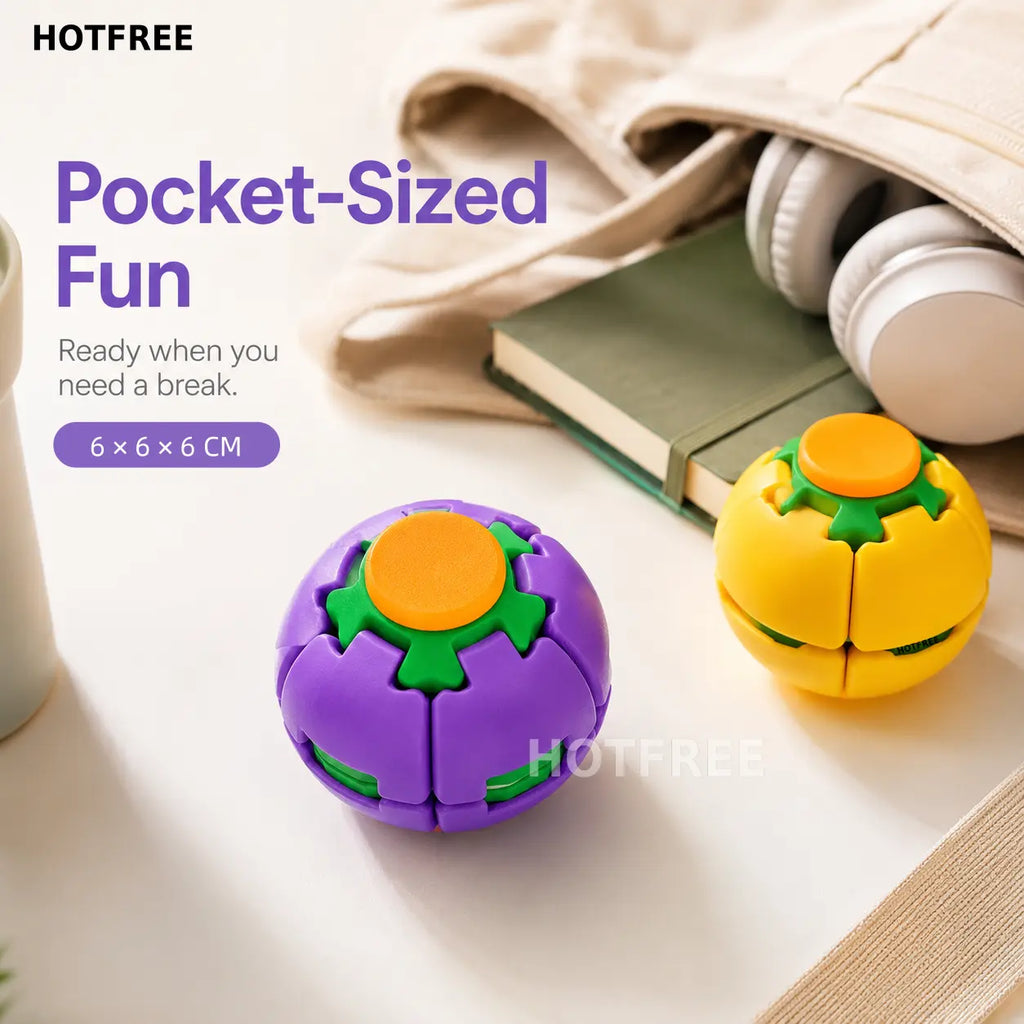Hotfree Balle Gyroscopique Fidget Imprimée en 3D – Gadget de Bureau Anti-Stress et Anxiété à Rotation Fluide
