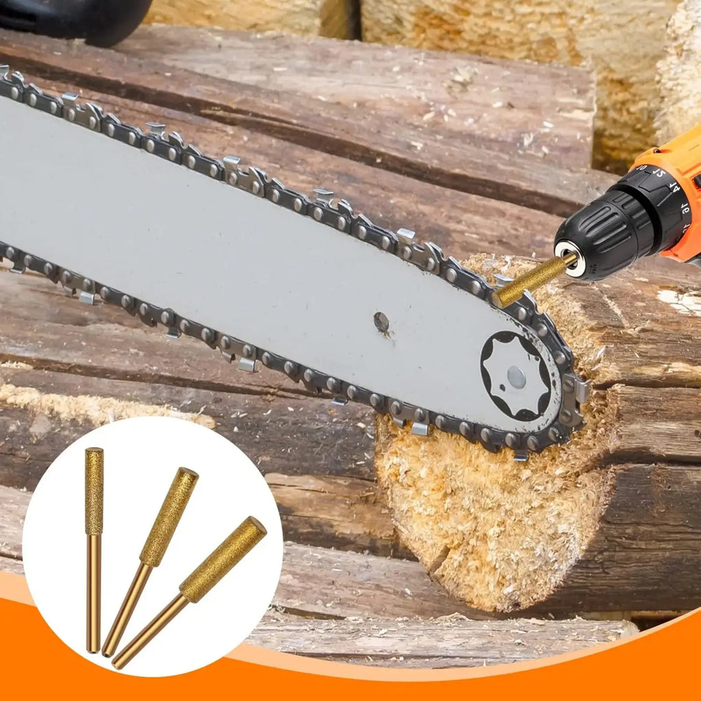 Diamond Chainsaw Sharpener,3 Sizes 4mm/4.8mm/5.5mm,Polishing Grinding Tool for Electric Chainsaw & Stone Carvings