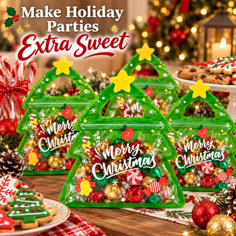 Christmas Tree Candy Bags with Handles for Holiday Treats Party Favors Gifts