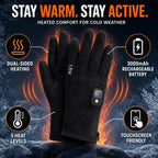 Rechargeable Heated Gloves with Touchscreen Fingertips for Cycling and Cold Weather