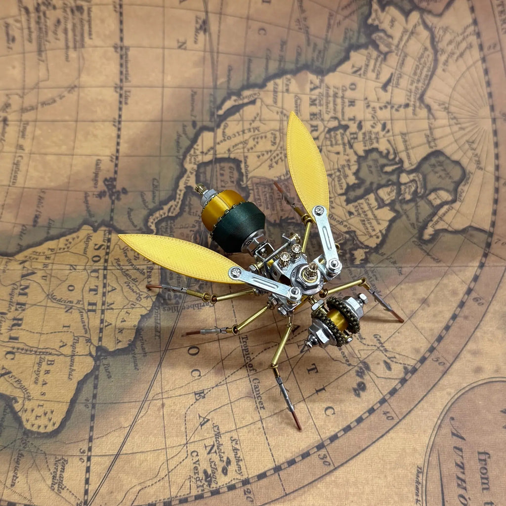 3D Metal Mechanical Bee Puzzle Kit – DIY Steampunk Insect Model, Adult Assembly Collectible, Desk Decor & Gift
