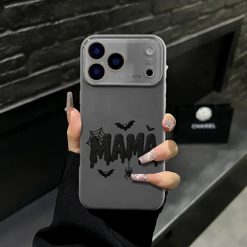 Halloween Mama Drip Phone Case with Bat Spider Graphic for iPhone Protection
