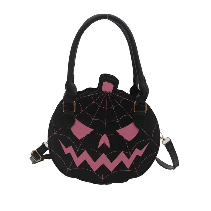 Spooky Pumpkin Crossbody Bag with Spiderweb Stitching for Halloween Party Outfits