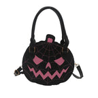 Spooky Pumpkin Crossbody Bag with Spiderweb Stitching for Halloween Party Outfits