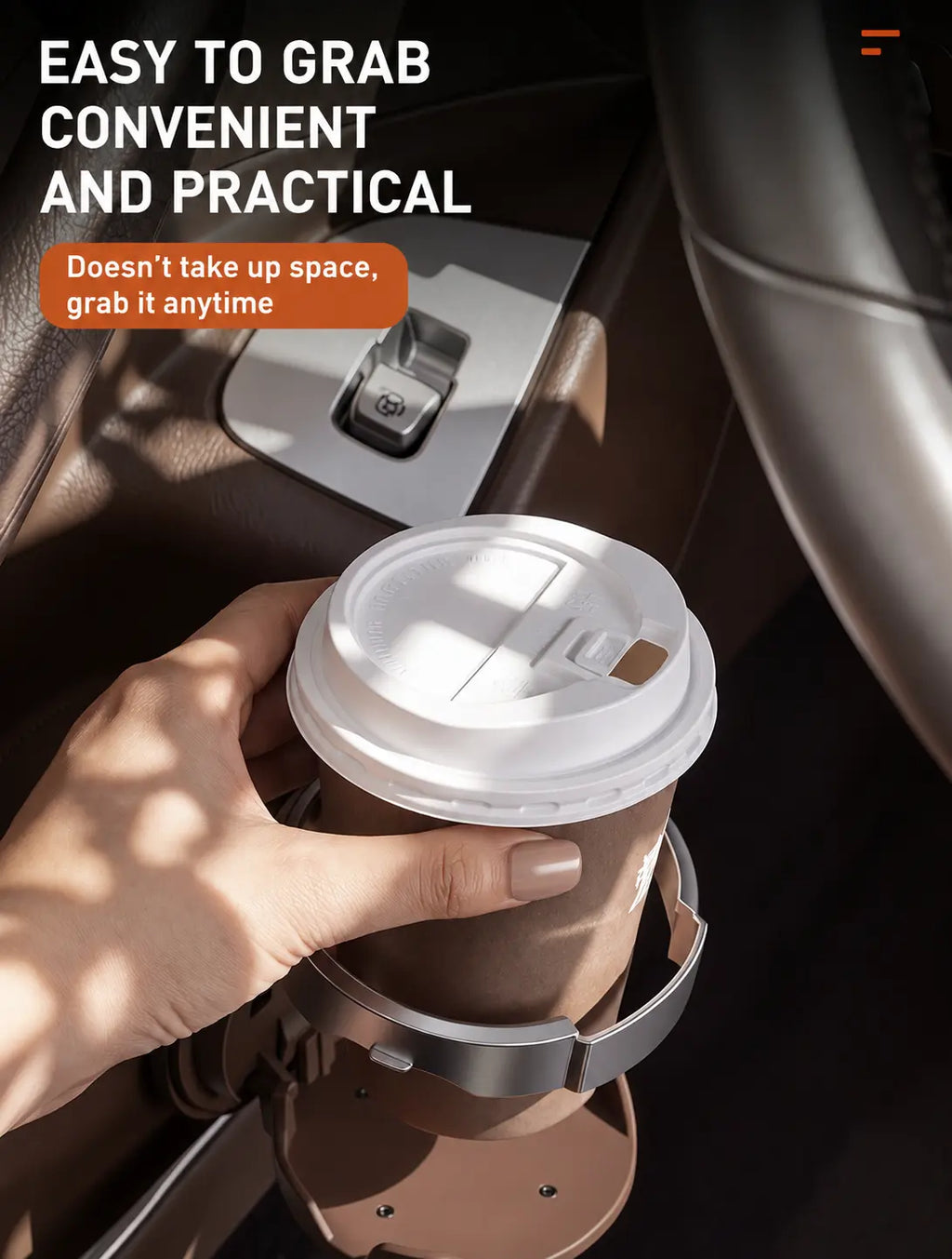 Universal Foldable Car Cup Holder with Hook for Bottles Tumblers and Coffee Cups