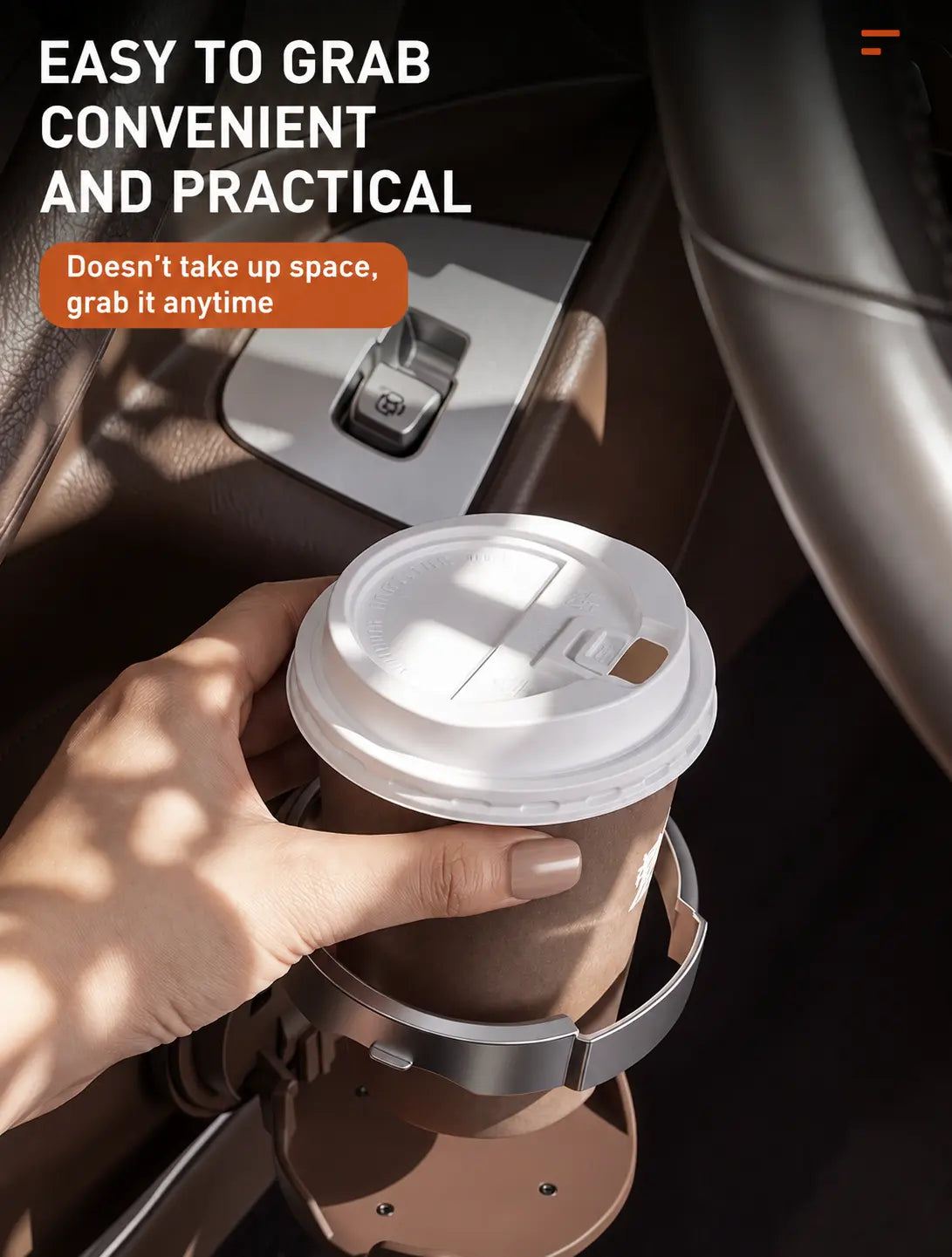 Universal Foldable Car Cup Holder with Hook for Bottles Tumblers and Coffee Cups