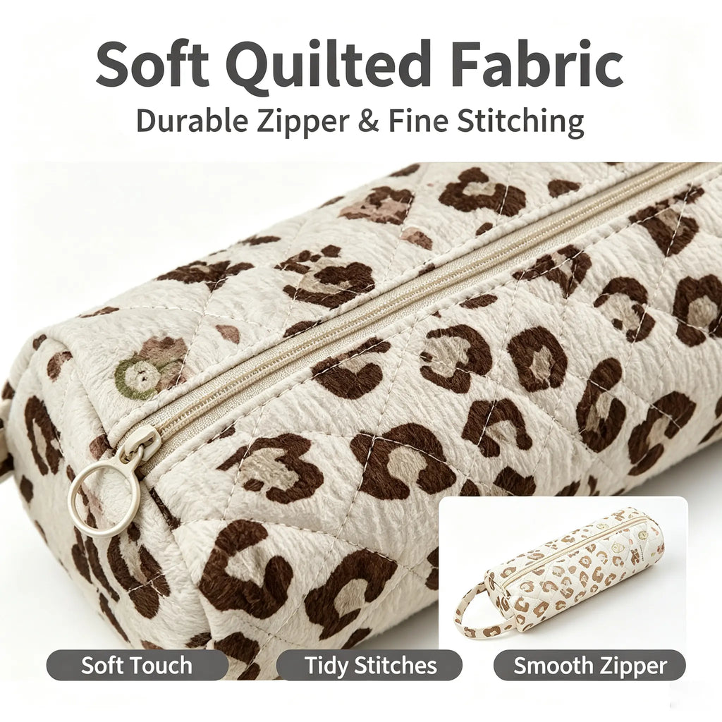 Quilted Travel Toiletry Organizer Bag with Handle for Makeup and Bathroom Storage