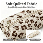 Quilted Travel Toiletry Organizer Bag with Handle for Makeup and Bathroom Storage