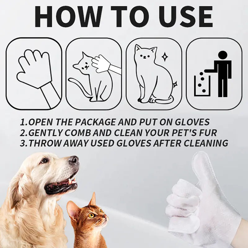 20-Pack Pet Cleaning Wipes & Bathing Gloves – Hypoallergenic Coconut Oil Deodorant Wipes for Dogs
