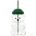 Cute Teddy Bear Glass Tumbler with Strawberry Straw – 20oz Reusable Iced Coffee Cup