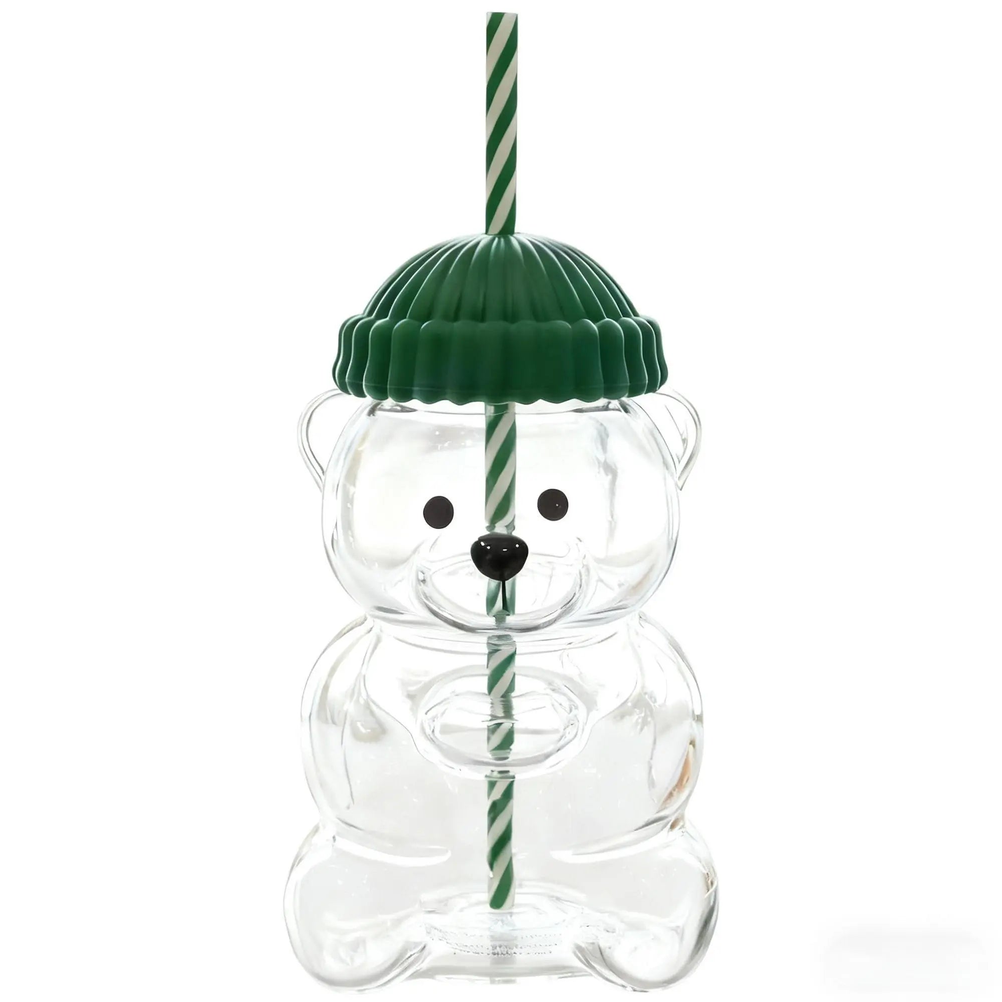 Cute Teddy Bear Glass Tumbler with Strawberry Straw – 20oz Reusable Iced Coffee Cup