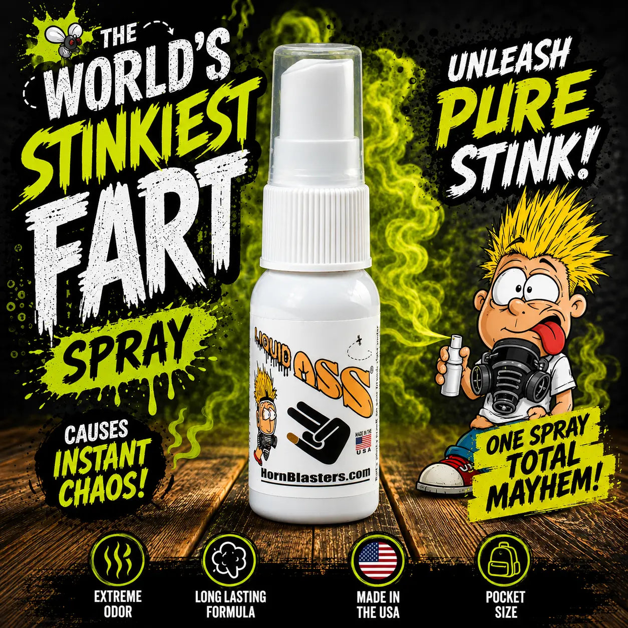 Liquid Ass Authentic Fart Prank Spray – Made in USA Realistic Non-Staining Odor for Lasting Humor