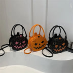 Spooky Pumpkin Crossbody Bag with Spiderweb Stitching for Halloween Party Outfits
