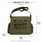 Witchy Canvas Crossbody Bag with Vintage Symbols for Everyday Halloween Style