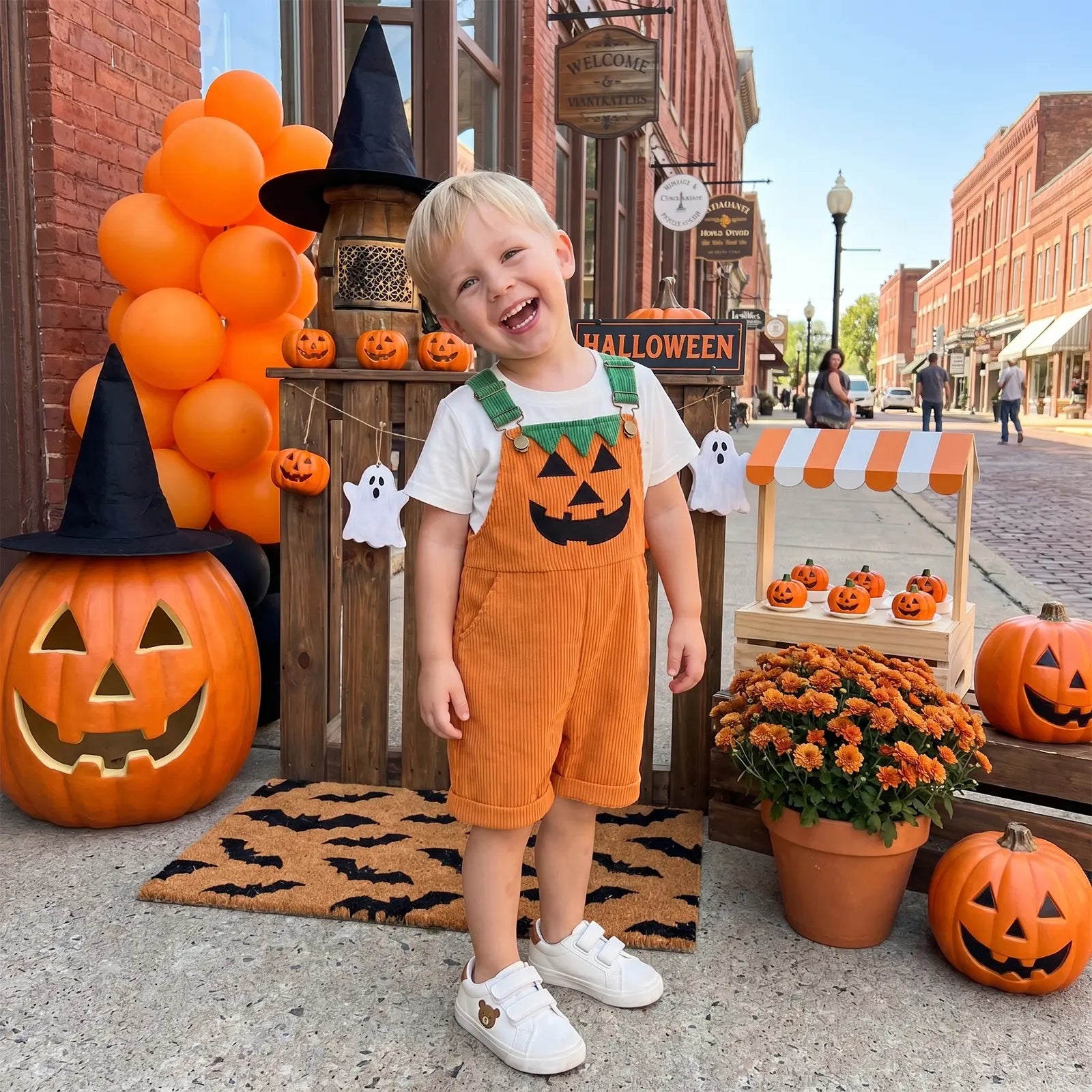 Cute Halloween Baby Overalls with Pocket Design for Cozy Toddler Fall Outfits